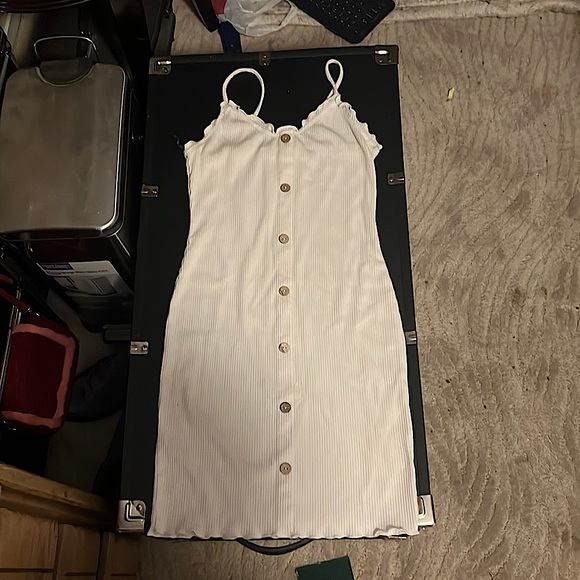 Casual White Ribbed Mini Bodycon Dress - Picture 2 of 6